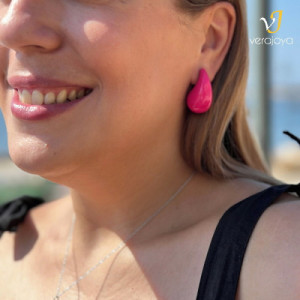 Pendientes de Gota de Acero Fucsia Marea C02901/AH