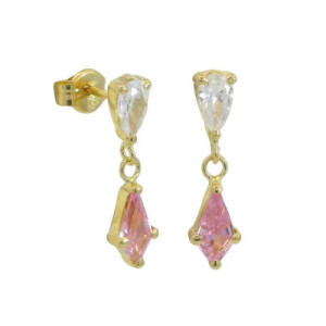 Pendientes de Oro Mujer Piedra Rosa PE011844