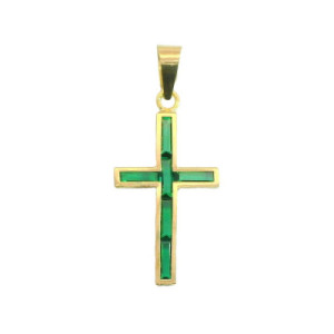 Cruz de Oro color Esmeralda 19x10 mm CO010699