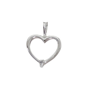 Colgante de Oro Blanco de Corazón con Diamante CO010705