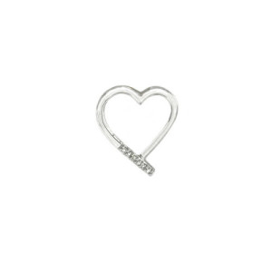 Colgante de Oro Blanco de Corazón con Diamantes CO010704