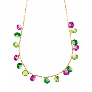 Collar de Plata Verde y Fucsia Salvatore 136C0388